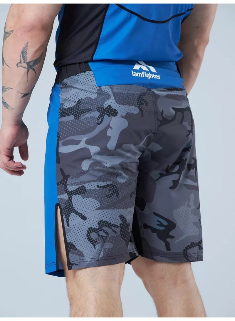 iamfighter Men’s MMA Fight Shorts – Lightweight, Flexible Training Shorts for Gym, CrossFit & Combat Sports (Blue/Black) - Image 2